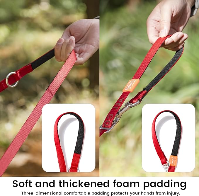 HOWGO 8-in-1 Multifunctional Hands Free Dog Training Leash with Padded Handle, 8.5 FT Nylon Adjustable Length, Lightweight Aviation Aluminum, Crossbody Waist Leash for Puppy Medium Large Dogs (Yellow)