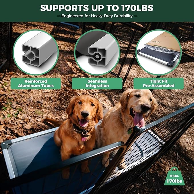 FXW TitanNest Chew-Proof Elevated Dog Bed, Raised Cot for Indoor/Outdoor/Camping Use, Durable & Washable Padded Pet Bed for Large Dogs, 47.0" L x 29.0" W x 7.3" H, Gray