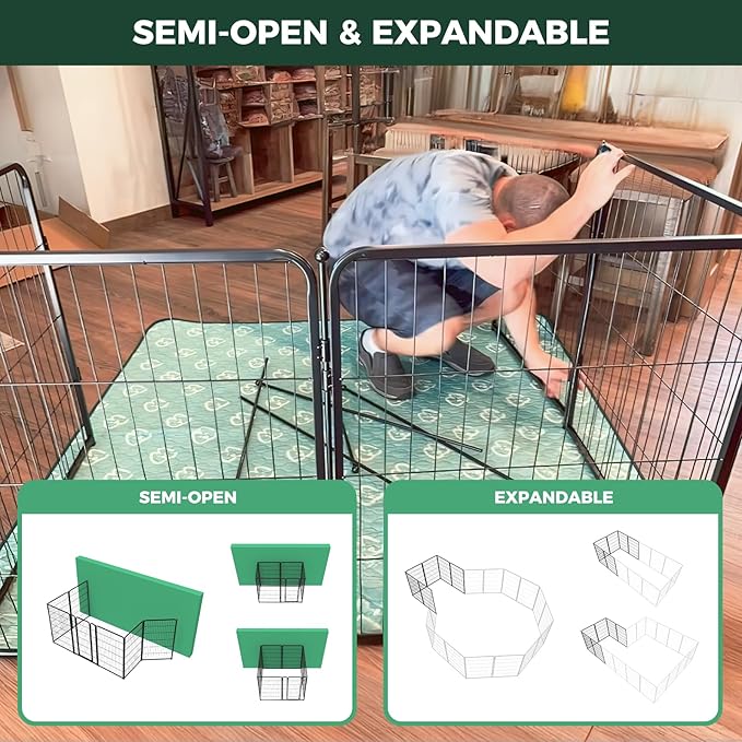 FXW Homeplus Unleashed Indoor Dog Playpen - Stress-Free and Safe Play, Heavy Duty 45 Inch 6 Wire Panels Dog Pen for Large Dogs, Black│Patented