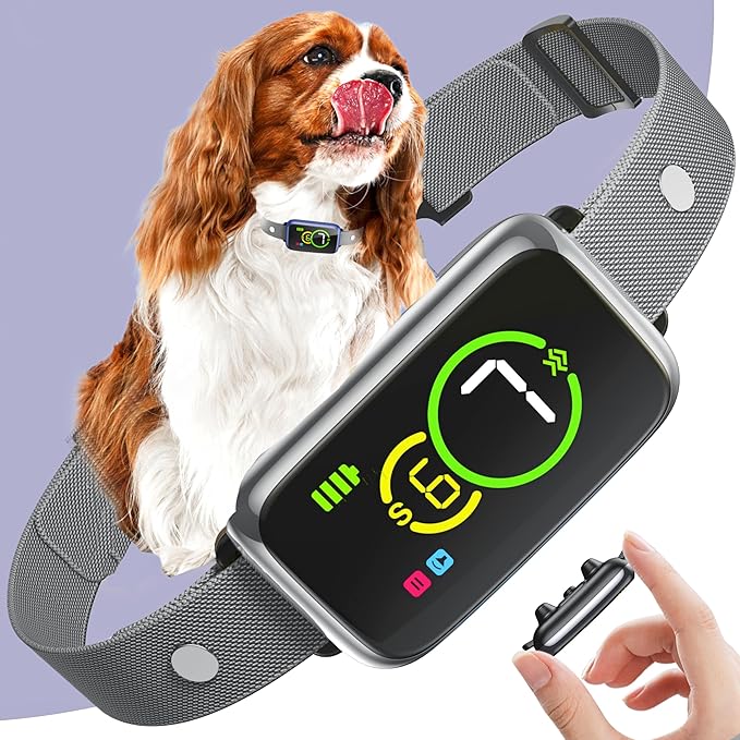 Smart Dog Bark Collar, Automatic Stop Bark Collar for Large, Medium, Small Dogs, Safe & Humane Barking Collar with Beep, Vibration & 7 Adjustable Sensitivity, Anti Barking Device IP67 Waterproof