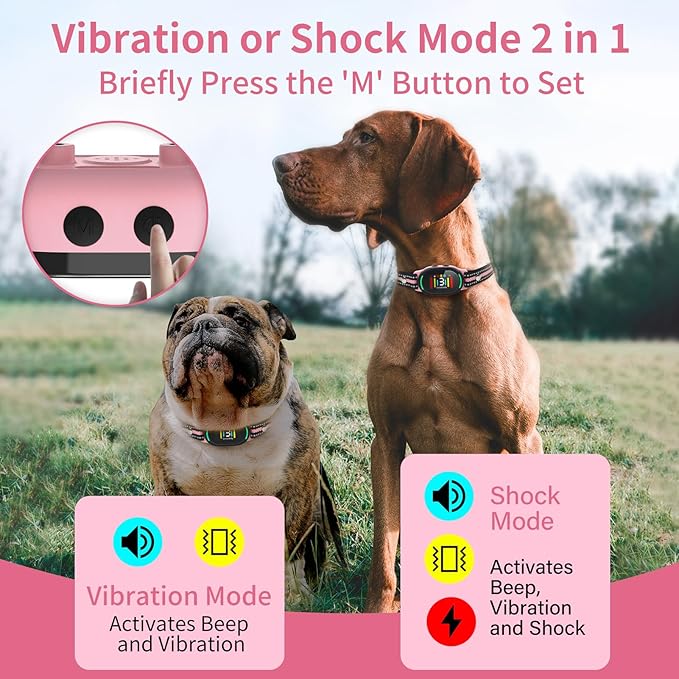 PetJoy Smart Bark Collar, Dog Bark Collar for Small Medium Large Dogs, Anti Bark Collar with Optional Shock - 3 Sensitivity Levels, Vibration or Shock Mode 2 in 1