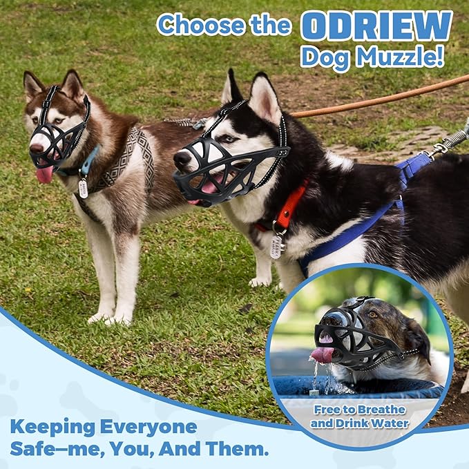 Dog Muzzle for Large Dogs, Breathable Basket Muzzles for Small, Medium and X-Large Aggressive Dog, Allows Panting Drinking, Suitable for Grooming Trimming Training (Black, XL)