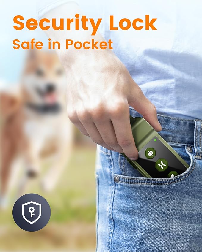 Dog Shock Collar 4265Ft Dog Training Collar with Remote for Large Medium Small Dogs, IP67 Waterproof with 4 Safe Training Modes, Security Lock, Dog Bark E-Collar for All Breeds(Green 1 Pack)