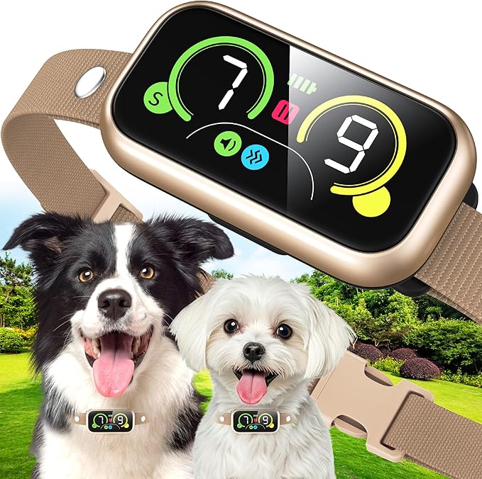 Dog Bark Collar, Smart Barking Collar with 4 Modes, 7 Adjustable Sensitivity for Barking Howling Whining, Automatic Anti Barking Device for Large Medium Small Dogs IP67 Waterproof for Indoor & Outdoor
