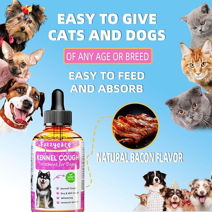 2 Pack Dog Cough Treatment,Natural Kennel Cough Medicine for Dogs,Effective Kennel Cough Treatment and Allergy Relief, Herbal Drops for All Breeds & Sizes, Soothing Dog Cough Medicine
