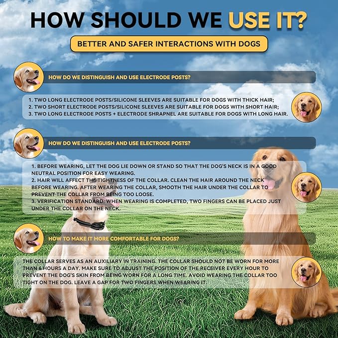 Dog Training Collar - 3200FT Dog Shock collalwith Remote Control, lPX7 Waterproof DogCollar with Beep, Vibration, Safe Shock 3Training Modes, Rechargeable E-Collar for AllSmall Medium Large Dogs