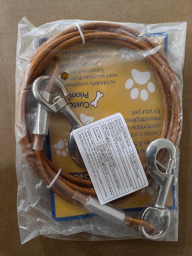 Dog Tie Out Cable,20ft Dog Lead-Heavy Duty Tie Out Cable for for Large Dogs Up to 125lbs-Dog Chain for Yard-Outside Dogs Runner Tether Line