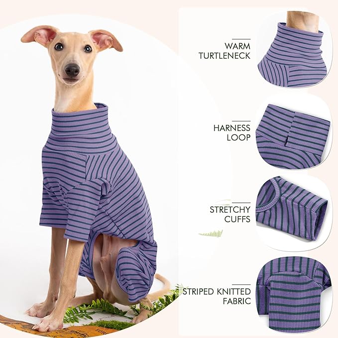 Dog Sweaters for Small Dogs Girls Boys, Striped Pet Sweaters for Fall Winter Dog Clothes, Turtleneck Pullover Knitwear for Small Medium Large Dogs