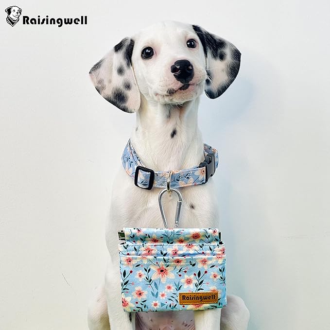 Dog Treat Pouch, Small Cotton Pocket Sized Training Holder, Hand Free Walking Fanny Bag with Carabiner, Self-Closing Pet Feed Snack Reward, Behavior Aids for Puppy Travel or Outdoor Use