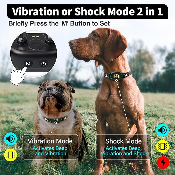 PetJoy Smart Bark Collar, Anti Bark Collar with Optional Shock, Dog Bark Collar for Small Medium Large Dogs - Vibration or Shock Mode 2 in 1 (3 Sensitivity Levels)