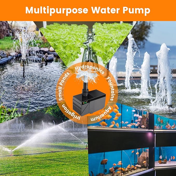 hygger 1450GPH Aquarium Water Pump with Intelligent Controller,DC 24V Ultra Quiet Powerhead, Powerful Return Pump for Fish Tanks, Aquariums, Ponds, Fountains, Sump, Hydroponics(45W, 13.8ft)
