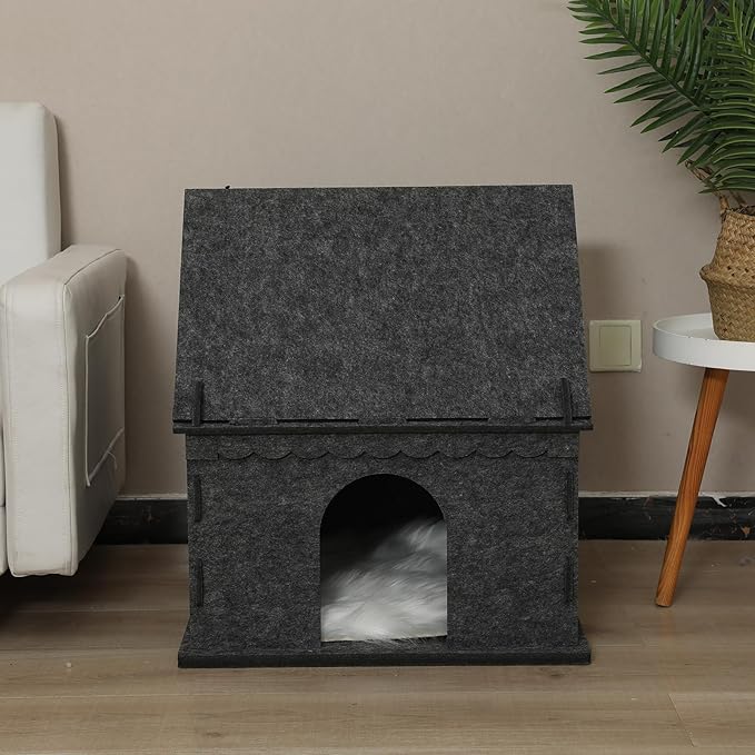 2-Tier Indoor Cat Apartment,Cozy Pet Cat Bed, Hideaway, and Sturdy Cat Castle for Multiple and Large Cats