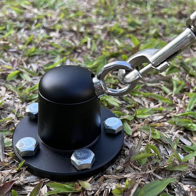 Dog Tie Out Stake Anchor, 360° Swivel Dog Tie Out Cable Runner for Yard Camping (Black)