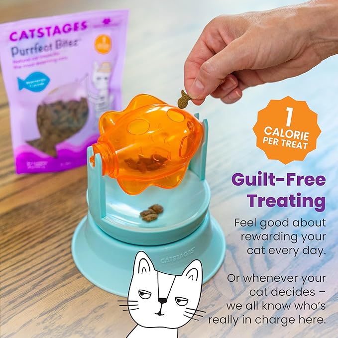 Catstages by Nina Ottosson Purrfect Bitez Natural Crunchy Cat Treats for Puzzles, Toys, Feeders, & Training, USA-Made, Real Whitefish Flavor, 4oz