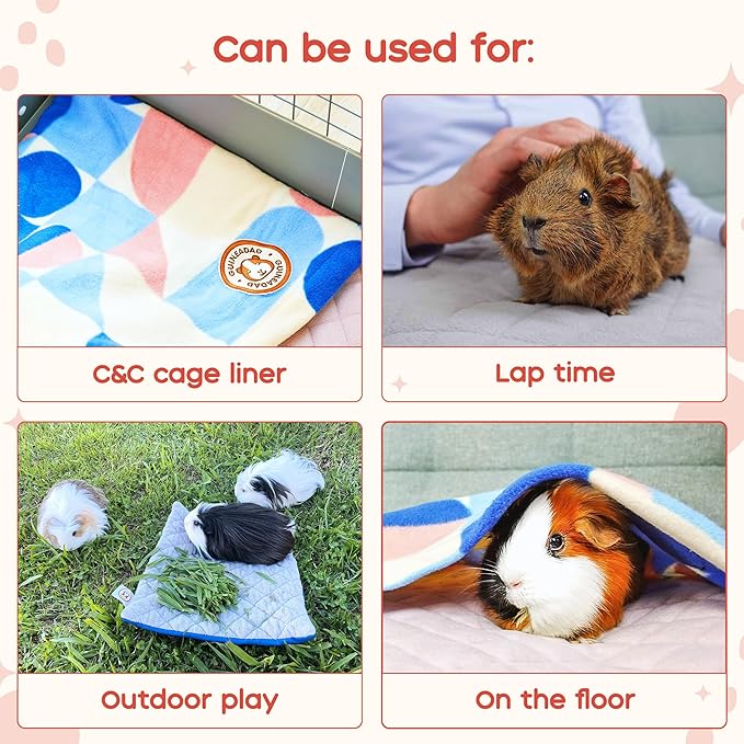 GuineaDad Premium Liner – Fleece Guinea Pig Cage Liner – Ultra-Plush Reusable Fleece Bedding with Waterproof Bottom – Extra Absorbent Liner for 2x3 C&C Cage (Blush)