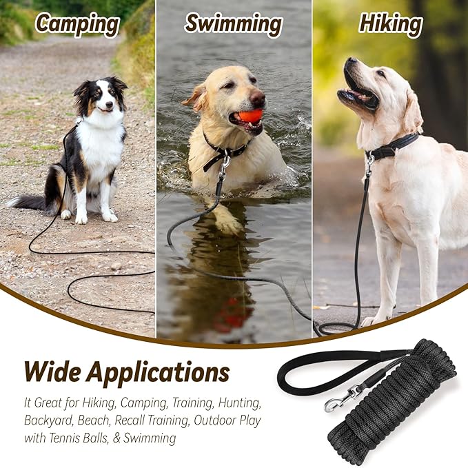lynxking Check Cord Dog Leash Long Lead Training Tracking Line Comfortable Handle Heavy Duty Puppy Rope 15ft for Small Medium Large Dog
