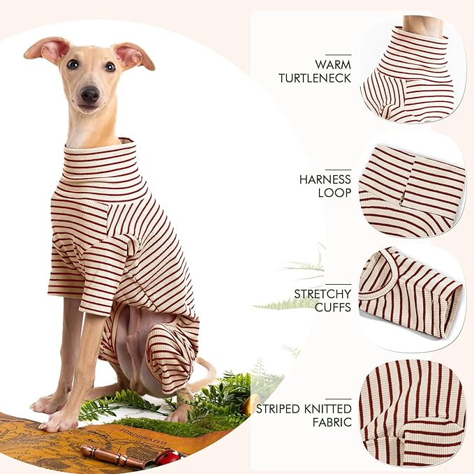 Dog Sweaters for Small Dogs Girls Boys, Striped Pet Sweaters for Fall Winter Dog Clothes, Turtleneck Pullover Knitwear for Small Medium Large Dogs