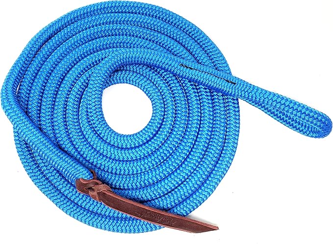 Double Braid Lead Rope with Eye Splice Loop, 12-14FT Lengths (Blue, 12 ft.)