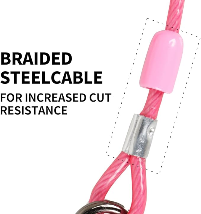 Dog tie Out Cable, 10/20/25/30/50/70/100 feet, Suitable for Dogs up to 350 pounds, Dog Cable with Swivel Buckle, Lightweight, Non-Winding, for Outdoor Camping, Yard Dog Cable (Pink, 20FT)