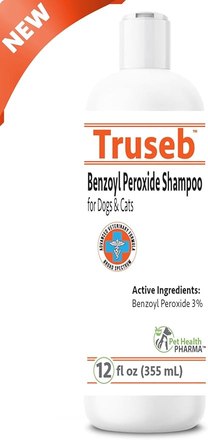 Truseb | Benzoyl Peroxide 3% Shampoo for Dogs,Cats and Horses (3% Benzoyl Peroxide Shampoo, 12 oz)