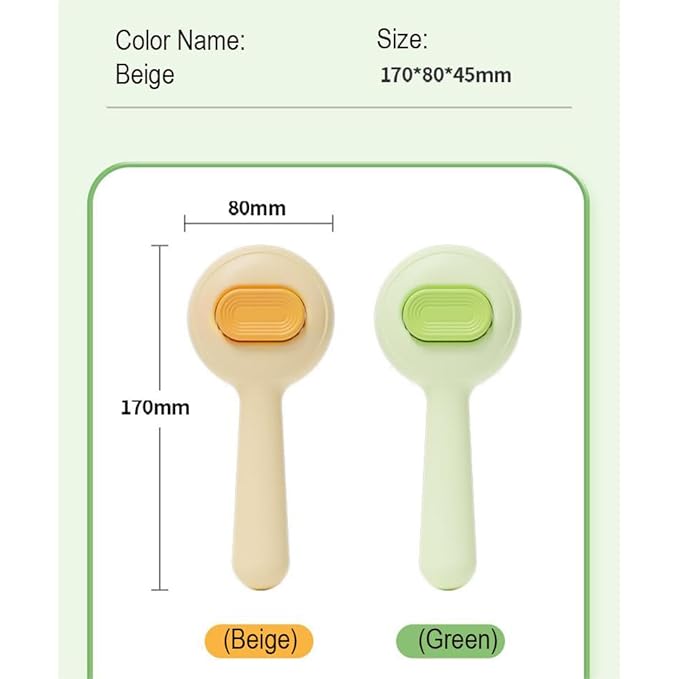 Pet Grooming Brush for Cats & Dogs –Cat Brushes for Indoor Cats, Cat Grooming Supplies –With Massage Function for Short & Long Hair, Removes Loose Fur & Undercoat – Self-Cleaning Slicker Brush (Beige)