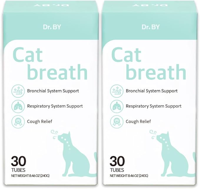 Dr.by Cat Breath Bronchial Supplements Cat Sneezing Treatment Asthma Cold Cough Nose Relief Respiratory&Immune Support with TF-343-30 lickable Formula Individually Packaged, Chicken (2 Packs (17OZ))