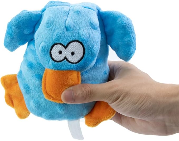 OUANGANC Calming Duck Dog Toy for Aggressive Chewers, Make a Crinkly Crunchy Noise, with Squeaker, 2025 Upgraded Indestructible Puppy Teething Toys, for Small to Medium Dog Breeds (Blue 10.6in)