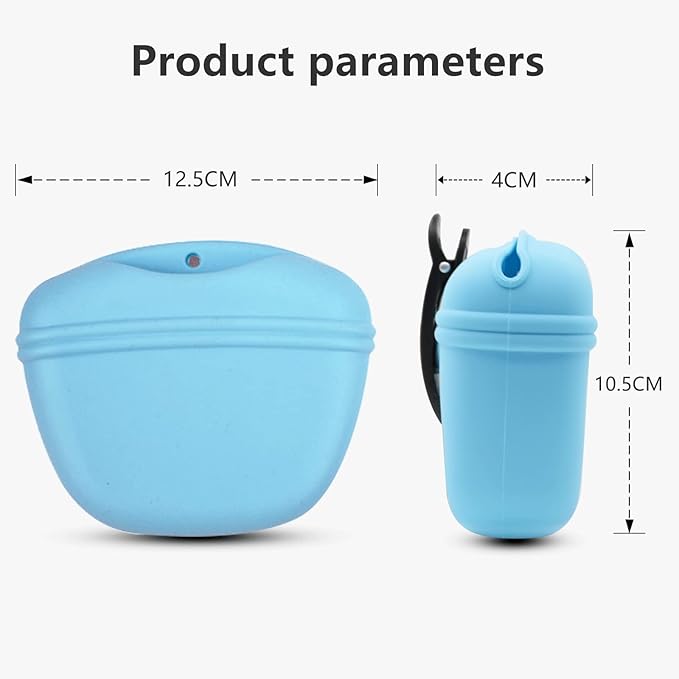 Dog Treat Pouch 2 Pack, Dog Treat Training Pouch, Silicone Pet Treat Bag BPA Free/Clip/Magnetic Dog Walk (Yellow & Blue)