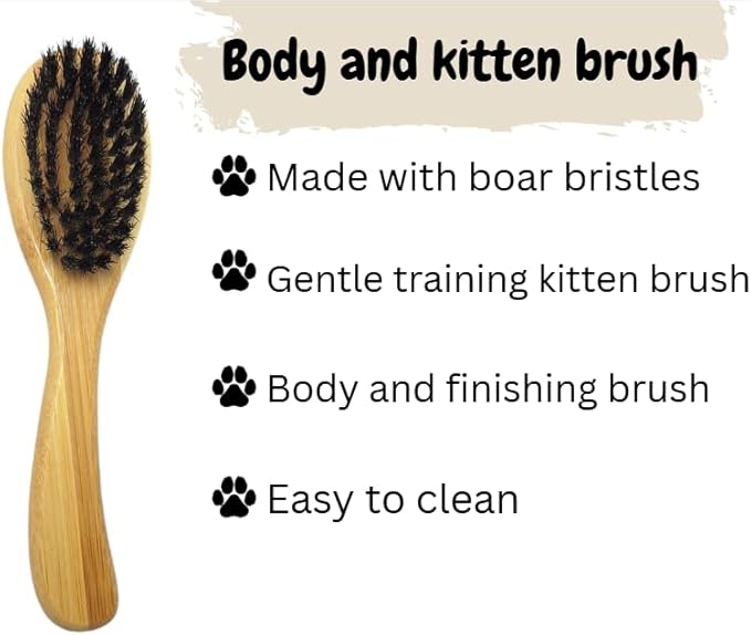 Premium Bamboo Cat Grooming Kit: Cat Brushes for Indoor Cats, Kitten Brush, and Dematting Comb for Long Haired Cats | Bamboo Grooming Supplies with kitten brush
