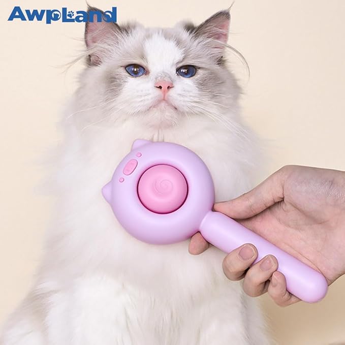 Cat Brush for Short or Long Haired Cats Dogs Rabbits, Cute Dog Brush with Release Button for Massage and Removes Loose Fur