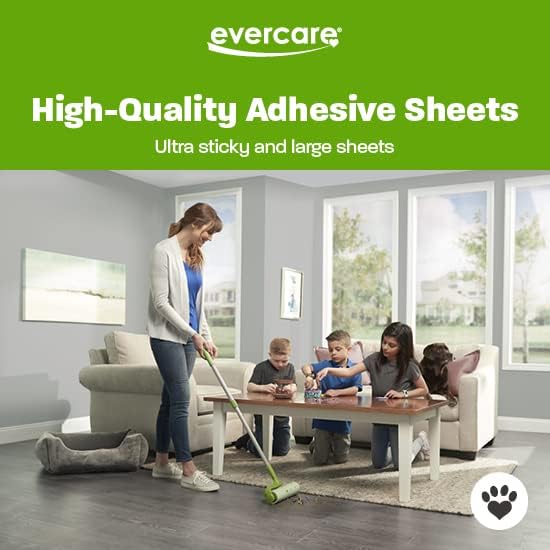 Evercare Pet Mega Lint Roller Value Pack with Two 50-Sheet Refills - Includes Refillable Lint Roller, Adhesive Sheets, Versatile Cleaning Uses, Home and On-The-Go Use, Extendable Handle