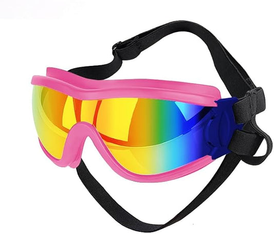 Dog Sunglasses for Large and Medium Breed, Dog Goggles for Large Dogs, Sun Protection, Windproof, Waterproof, Dustproof and Anti-Fog with Adjustable Strap for Driving, Motorcycle (Pink)
