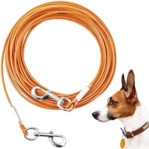 Dog Tie Out Cable,20ft Dog Lead-Heavy Duty Tie Out Cable for for Large Dogs Up to 125lbs-Dog Chain for Yard-Outside Dogs Runner Tether Line