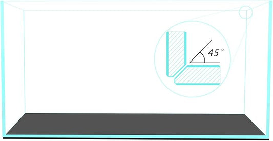 Fzone 48 Gal Rimless Low Iron Fish Tank Nova Clear Ultra-White 45° Mitered Edges Translucent Glass Anata Series Aquarium w/Black Foam Leveling Mat(S90-W45)