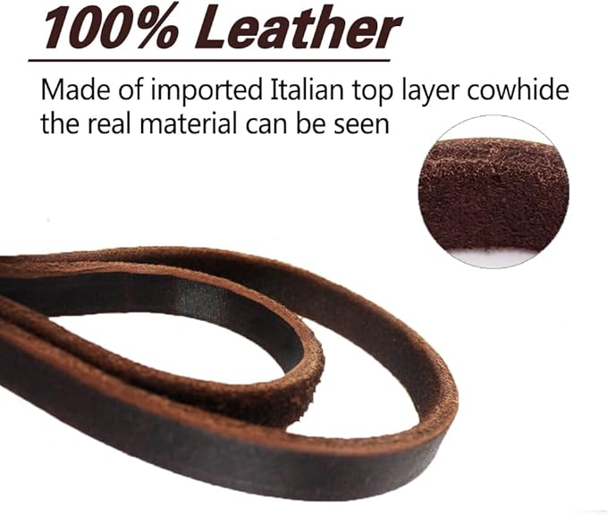 LWBMG Leather Dog Leash - 4ft x 1/2 inch, Braided, Comfortable Training Leash for Small & Medium Dogs