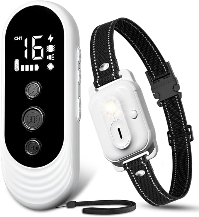 Dog Shock Collar, 3300ft Dog Training Collar with Remote, IPX7 Waterproof Rechargeable Shock Collar Dogs with Beep, Vibration, Safety Shock, Light Mode