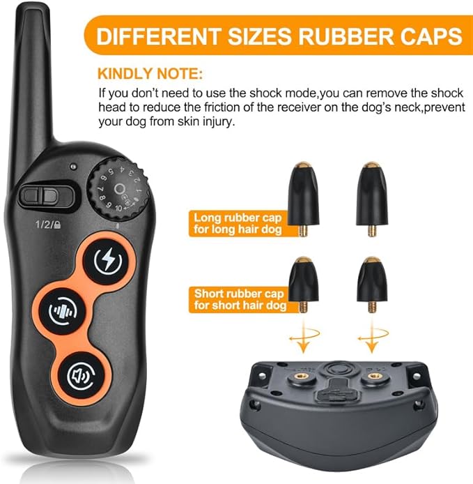 Dog Shock Collar with Remote Control,1300Ft,IP67 Waterproof Dog Training Collar with 3 Training Modes, Beep, Shock, Vibration,Safe Lock for Small, Middle,Large Dogs (Orange-O)