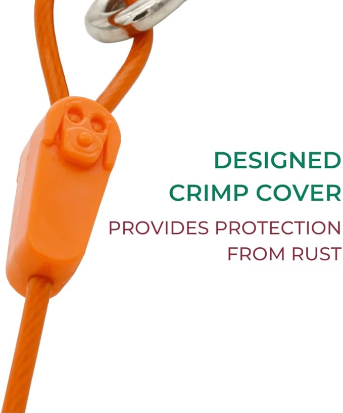 100FT Tie-Out Cables for Large Dogs - Strong, Safe, and Durable Dog Tie-Outs for up to 250 Pounds - Weather and Wear Resistant Galvanized Aircraft Cable for Outside Use