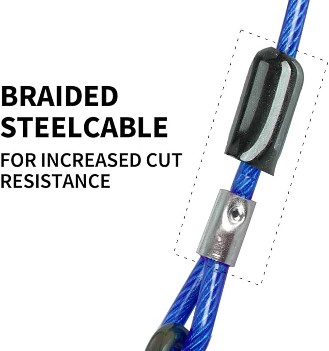 Dog tie Out Cable, 10/20/25/30/50/70/100 feet, Suitable for Dogs up to 350 pounds, Dog Cable with Swivel Buckle, Lightweight, Non-Winding, for Outdoor Camping, Yard Dog Cable (Blue, 10FT)