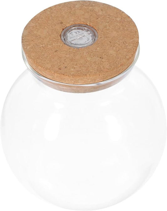 Fish Bowl with LED Light - Small Betta Fish Tank with LED Lighting and Lid Glass Fish Bowl Small Aquarium for DIY Landscape