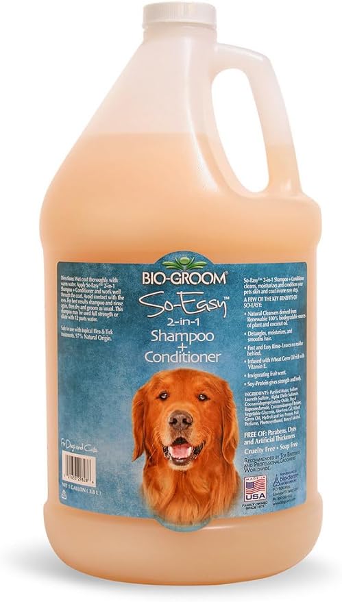 Bio-Groom So Easy 2 in 1 Shampoo & Conditioner - Dog & Puppy Shampoo and Conditioner Gallon, Detangling Dog Wash, Bulk Size for Grooming, Soap Free, 12:1 Concentration - Tropical Fruit Scent, 1 Gallon