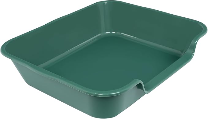1 Pack of Extra Large Cat Litter Box (ABS Material), Low Entry Senior Litter Pen for Geriatric Kitty Big Cats, Jumbo Pet Safe Litter Boxes Tray for Indoor Pets Potty (Green, 24" L x 20" W)