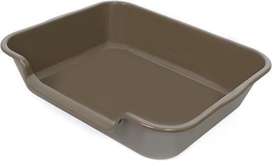 1 Pack of Extra Large Cat Litter Box (ABS Material), Low Entry Senior Litter Pen for Geriatric Kitty Big Cats, Jumbo Pet Safe Litter Boxes for Indoor Pets Potty (Light Brown, 24" L x 20" W)