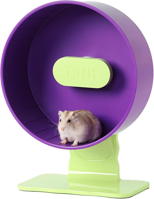 Silent Hamster Wheel 8.7 Inch Dual-Bearings Small Animals Quiet Running Exercise Wheels, Height Adjustable for Dwarf Hamsters, Gerbils, Mice, Hedgehog, or Other Small Pets, Grape Purple