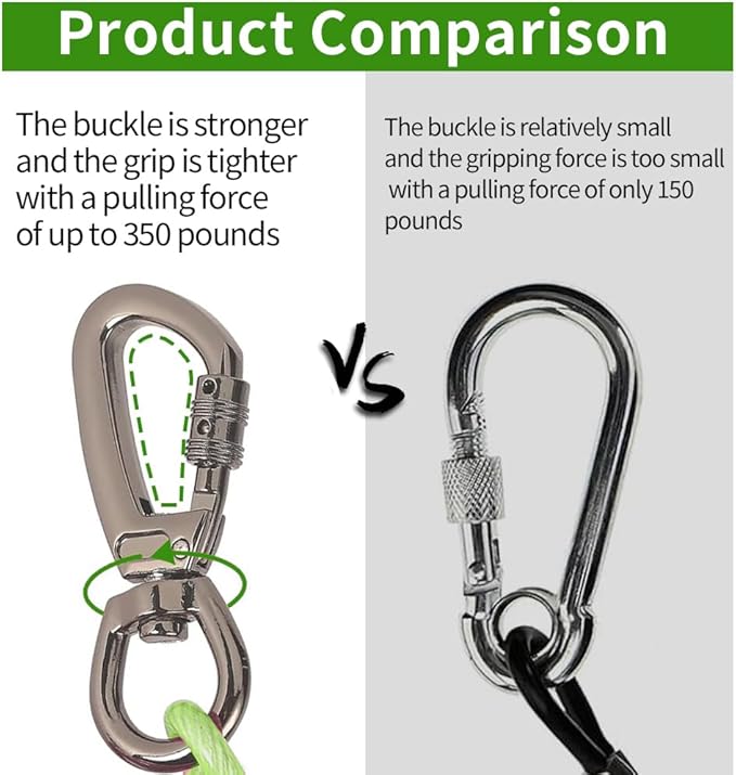 Dog tie Out Cable, 10/20/25/30/50/70/100 feet, Suitable for Dogs up to 350 pounds, Dog Cable with Swivel Buckle, Lightweight, Non-Winding, for Outdoor Camping, Yard Dog Cable (Green, 50FT)