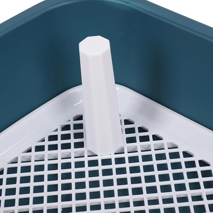 Fabater Dog Potty Toilet Training Tray, Portable Multifunctional Mesh Puppy Training Toilet Pad Holder with Bafflel for Small Dogs Puppies (Peacock Blue)