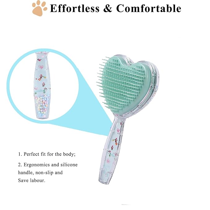 Small Dog Brush, Soft Dog Grooming Comb for Shih Tzus, Yorkies, Maltipoos, Maltese, Love Shape Puppy Massaging Pet Hair Brush, Cat Brush, for Small Dogs Cats of All Hair Types (Sky Blue)