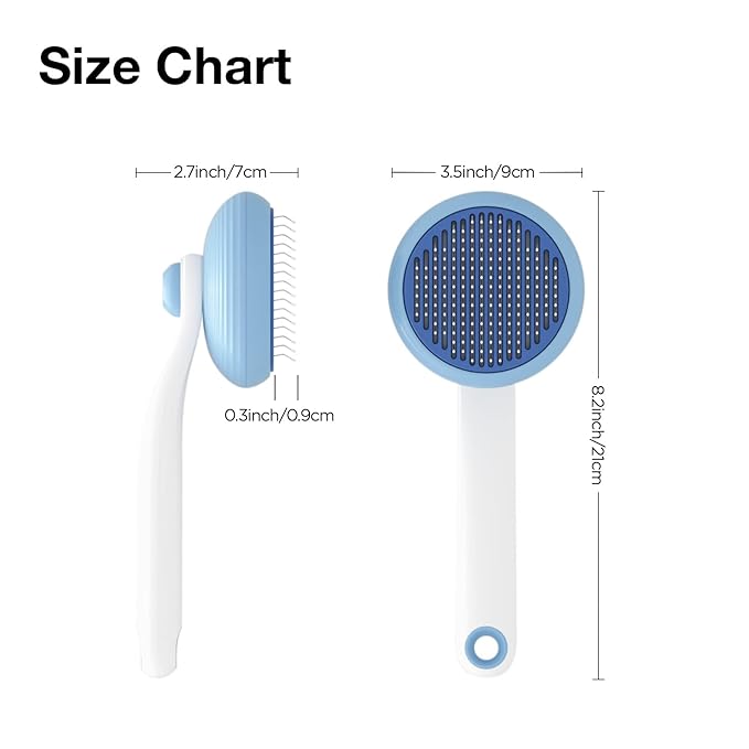 Self-Cleaning Slicker Brush for Pet Grooming: Removes Tangles, Loose Undercoat & Mats from Cats & Dogs (Blue)