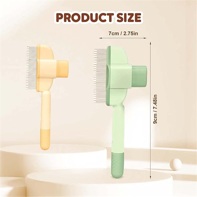 Avatore Zenbrush Cat Comb, Zen Brush for Cats, 2025 Upgraded Cat Brush with Release Button, Flea Comb for Cats, Click Self Cleaning Pet Hair Removal Combs (Yellow*2)