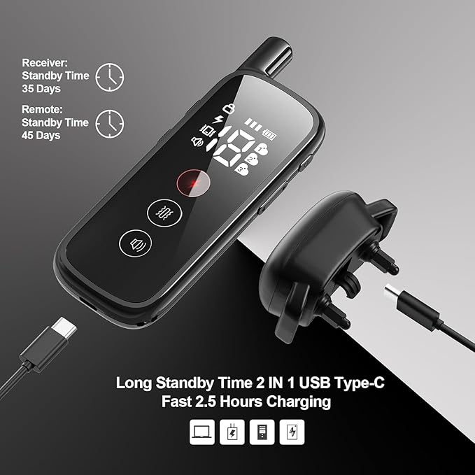 Dog Training Collar 3 Dogs, Dog Shock Collar with Remote - 2600Ft Range, Rechargeable Waterproof Electric Dog Collar, 3 Training Modes (Vibration, Beep, Shock) for E-Shock Collar（Black）